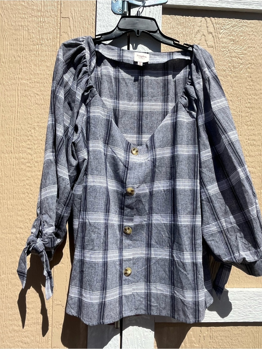 Hayden Navy and White Plaid Blouse